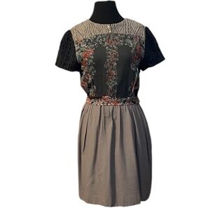 Anthropologie AilantoPatchwork, Floral, Gray, Size 6